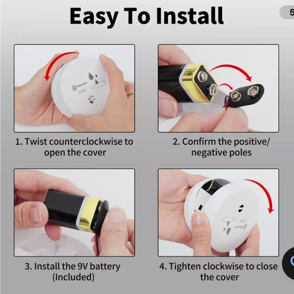 Geevon 4 pk Water Leak Detectors, 100db water Sensor Alarms. Floor Detector - Picture 2 of 5